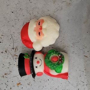 Vintage Retro Santa and Snowman Brooches